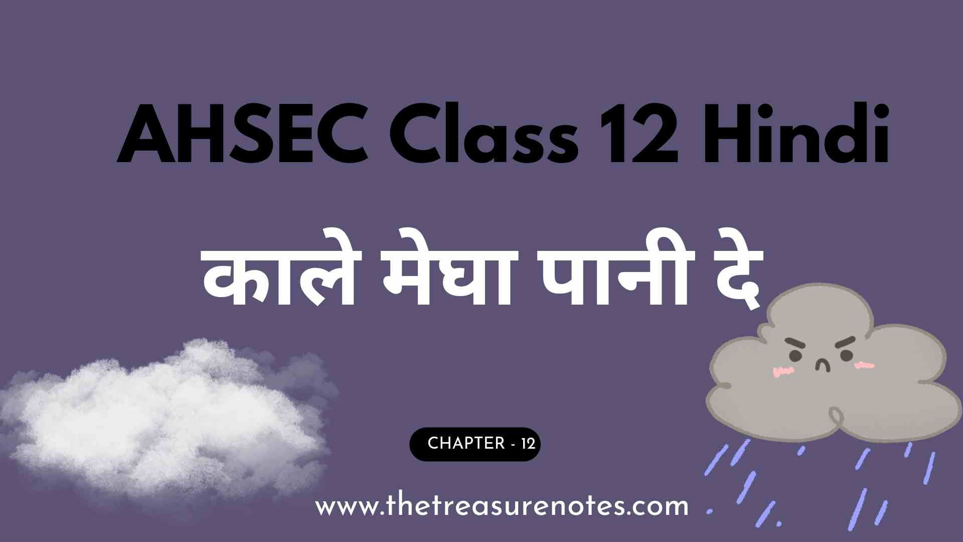 AHSEC Class 12 Hindi Chapter: 12 काले मेघा पानी दे Question Answers