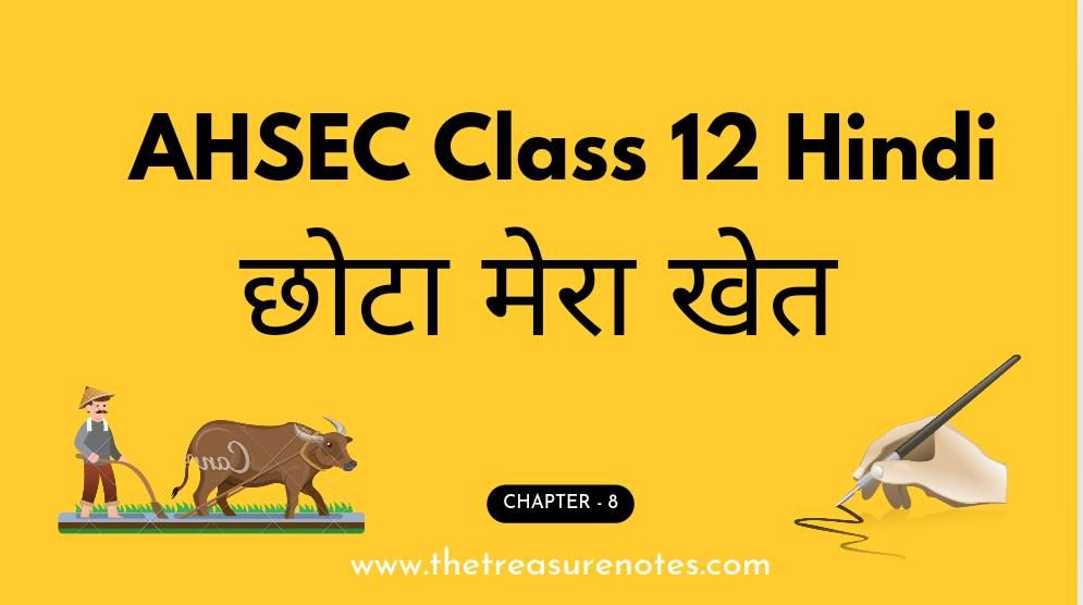 AHSEC Class 12 Hindi Chapter: 8 छोटा मेरा खेत Question Answers